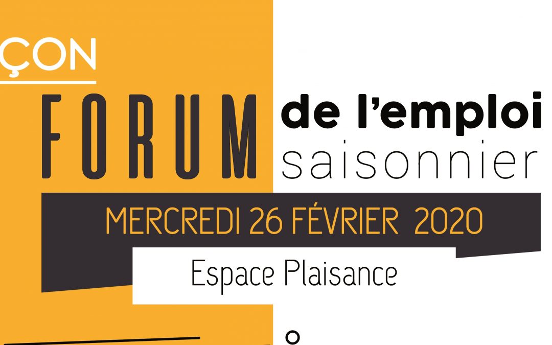 Mercredi 26 février 2020 : Forum de l’emploi saisonnier à Luçon
