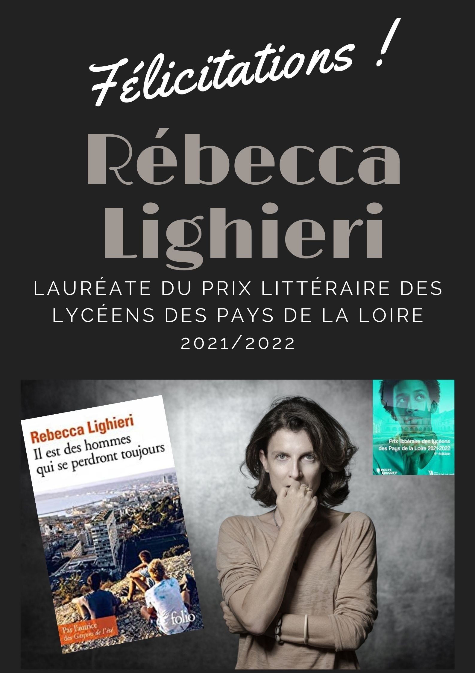 Rebecca Lighieri, lauréate du prix littéraire des lycéens des Pays